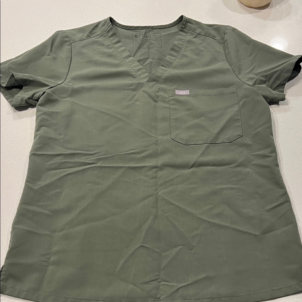 Figs Sage Green V-Neck Scrub Top